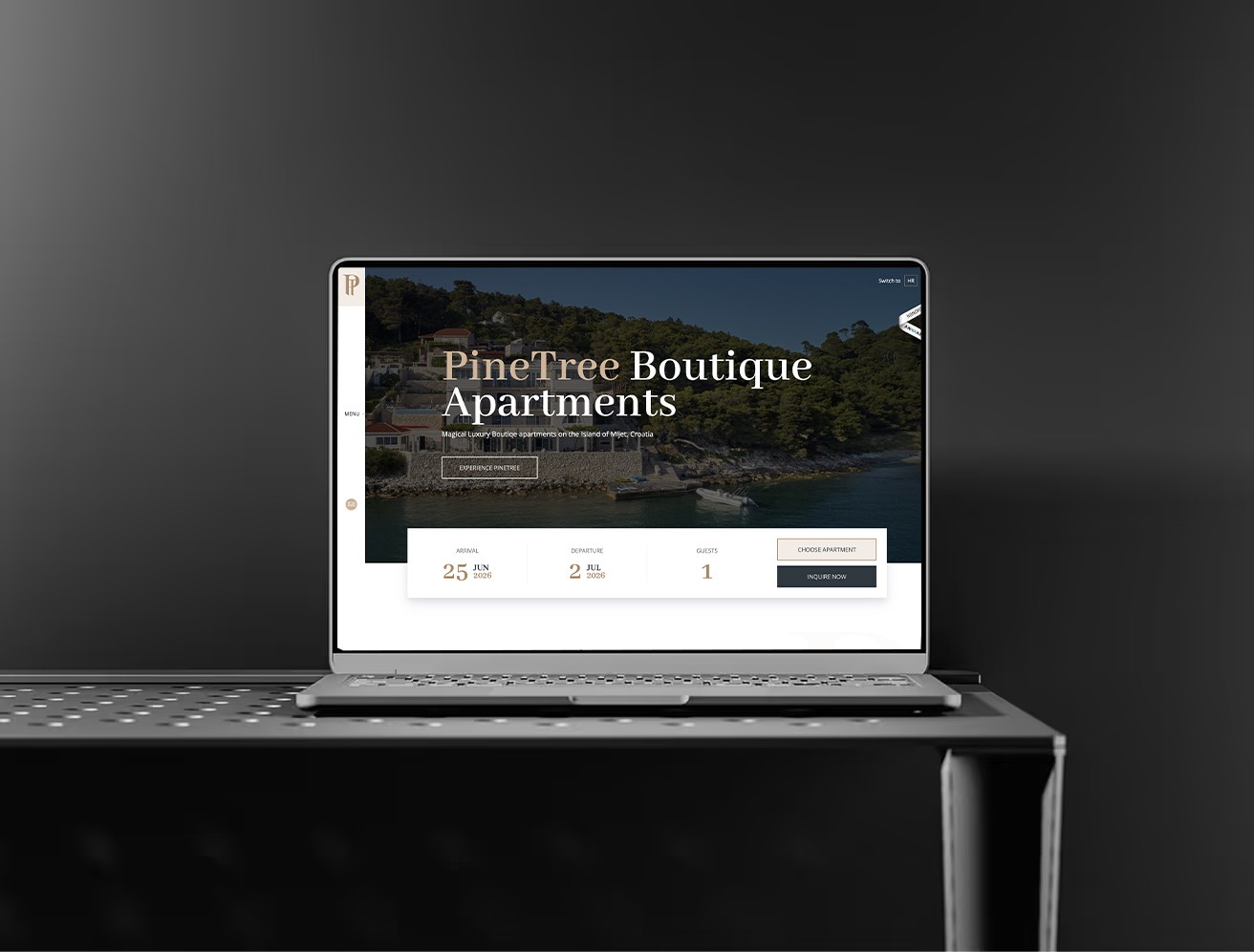 Project homepage shown on tablet mockup